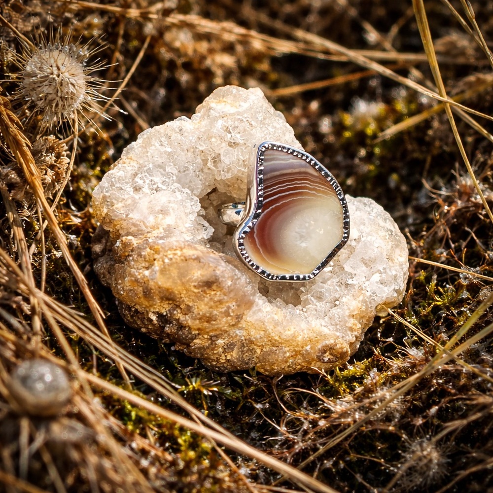 New! Botswana Agate Ring - image 1